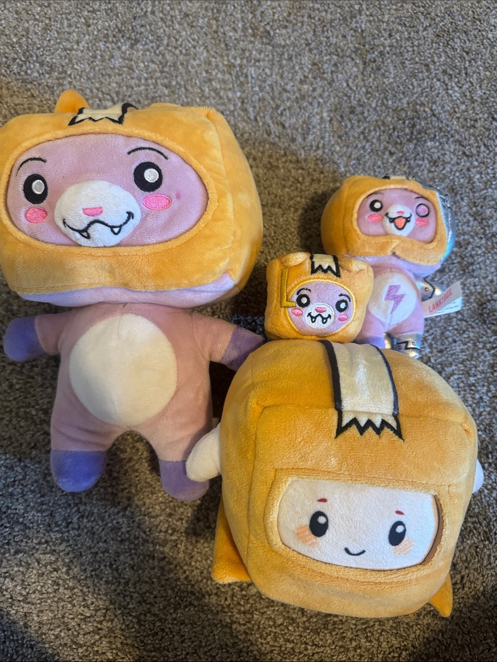 Cute Yellow & Pink Plush Character Bundle lankybox- Adorable Stuffed Animals